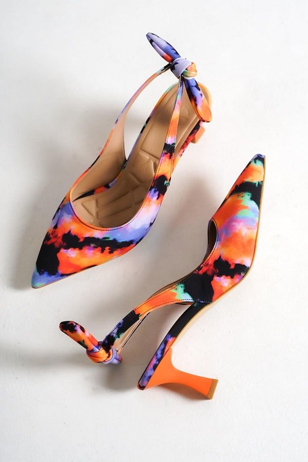 Modabuymus-Minipony Orange Tie-dye Stiletto Low Heel Shoes 1