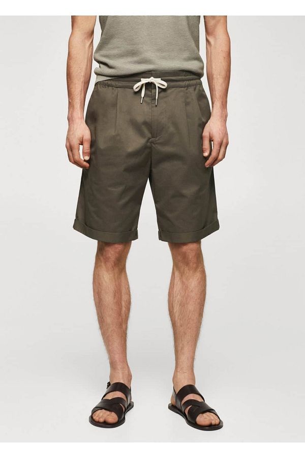 MANGO Man-Pleated Cotton Bermuda Shorts 1