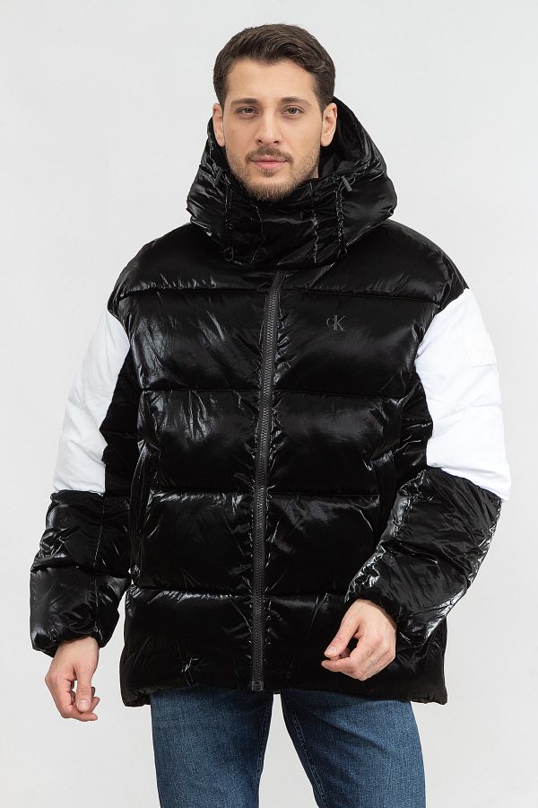 Calvin klein men's colorblocked puffer coat cheap