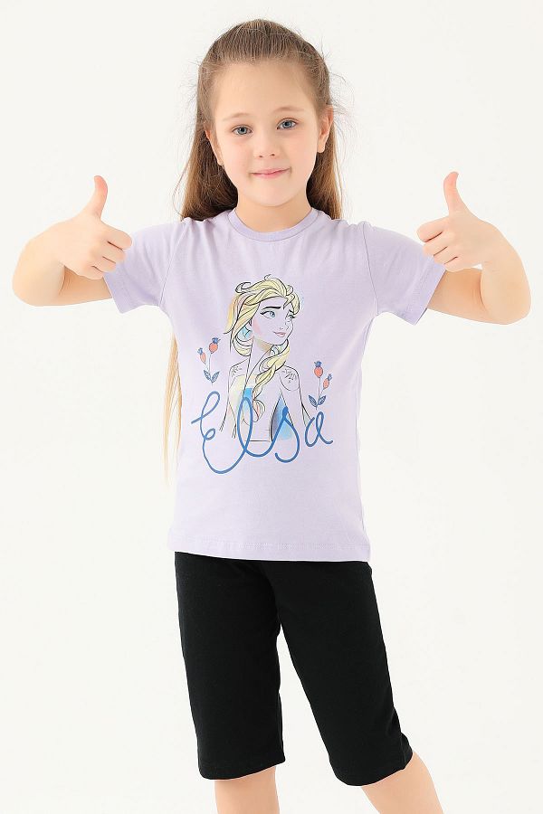Frozen-D4803-2 Girl's Lilac Short Sleeve Pajama Set 1