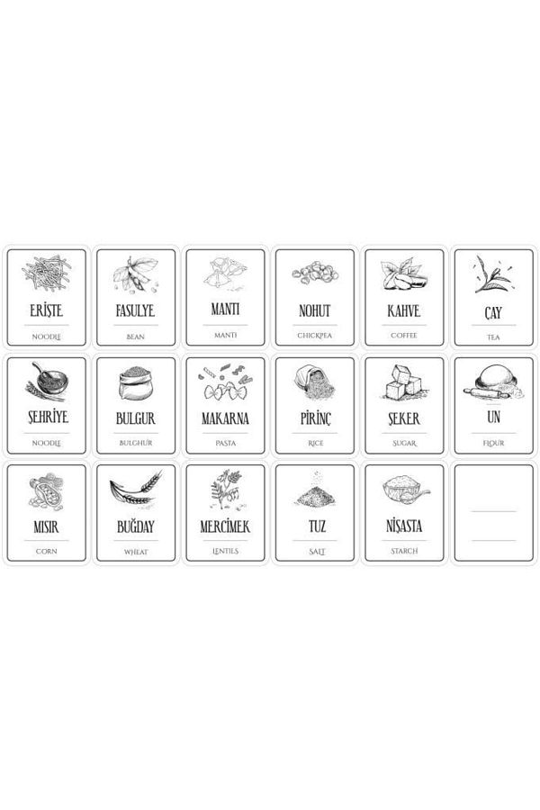 Digithome-18 Pieces Rectangular Pulses And Tea Candy Jar Label Sticker Set 6x5 Cm C1-1-149 1