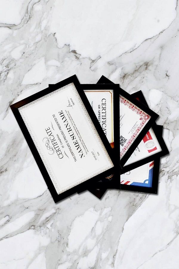 AS TİCARET-5 Pieces A4 (21X29,7) Black Diploma Certificate Frame with PVC Glass 1