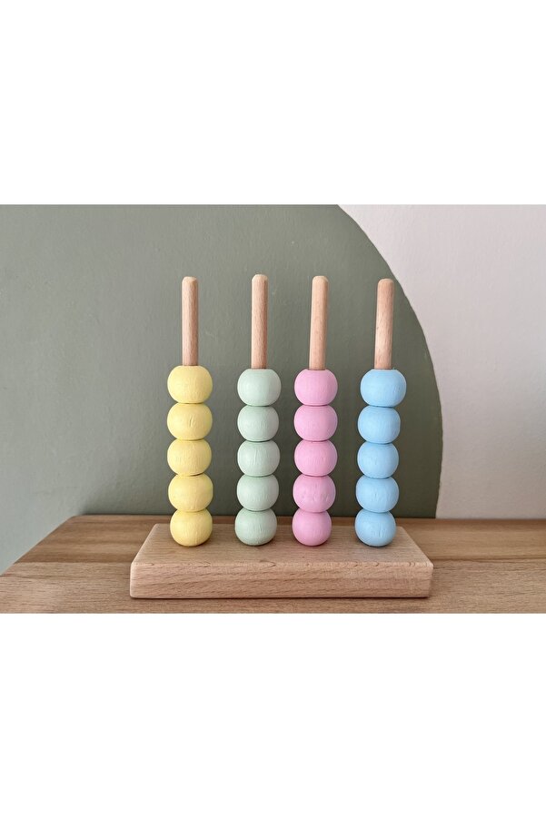DORU Doğal Organik Ahşap Montessori Oyuncak Renkli Boncuk Dizme Eğitici Zeka Oyunu Bebek Odası Dekor