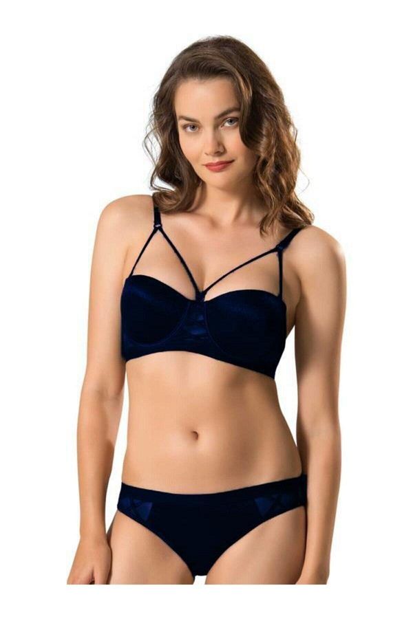 Le Jardin Women s Navy Blue Silicone Stone Bra Set 5030 Trendyol