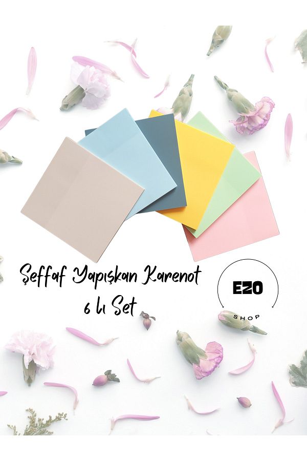 EZOSHOP-مجموعة ورق ملاحظات لاصق ملون شفاف من كارينوت مكون من 6 قطع 1