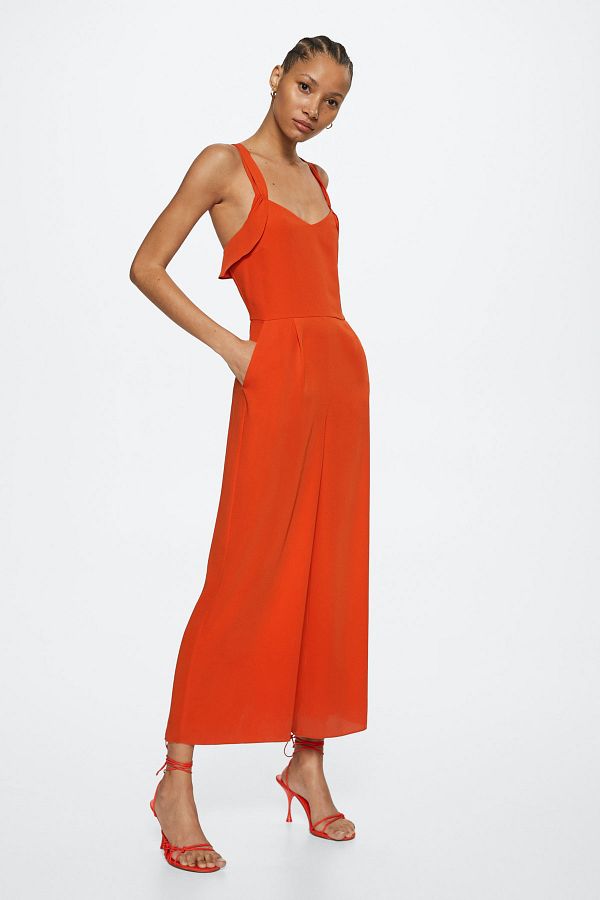 Mango jumpsuit orange discount