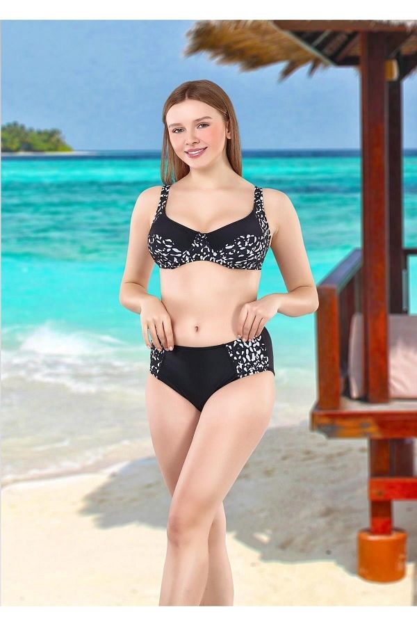 Ruko 2231 2 Black High Waist Underwire Recovery Bikini Set Trendyol