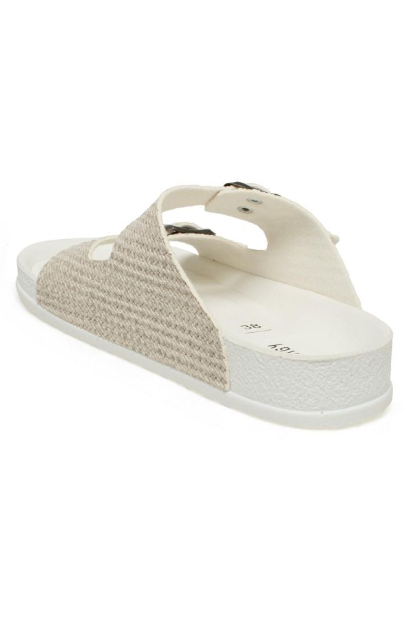 Twigy Twi gy Bb0773 Z Tuli Double Taped Daily White Women s Slippers Trendyol