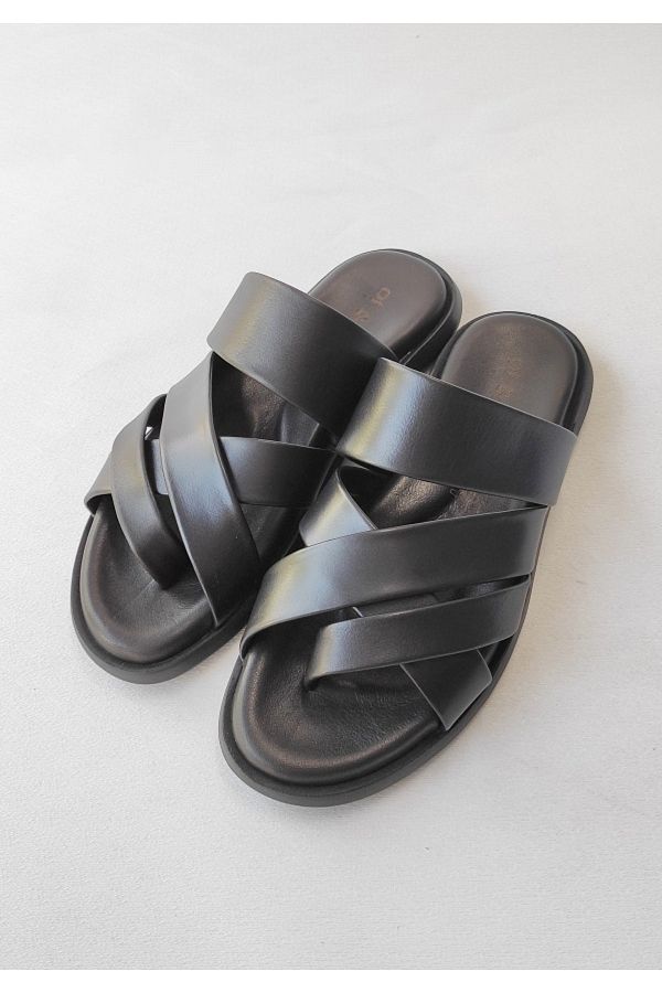 Of&Off-Men's Genuine Leather Slippers 1