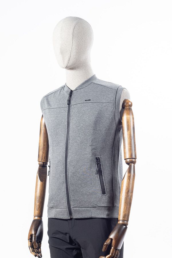 Huğlu-Seasonal Two-Pocket Zippered Gray Color Three-String Vest 1