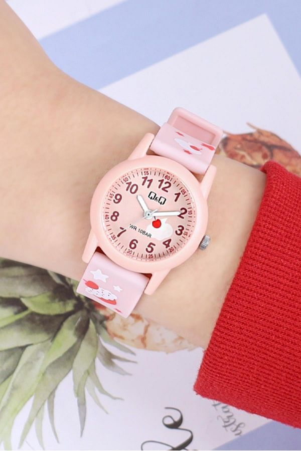 Q Q W22A 100VY Pink Color 10 ATM Waterproof Girls Wristwatch Trendyol