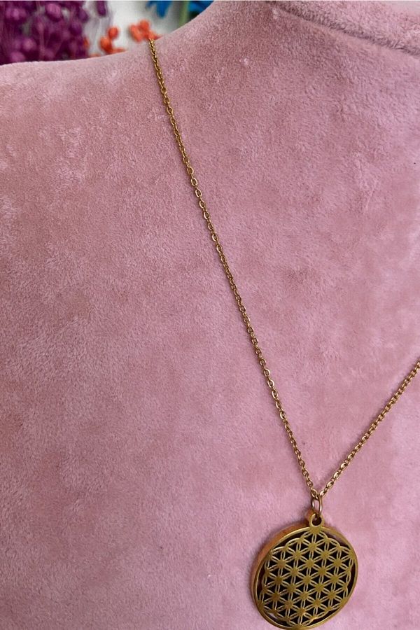 D B Jewelry Flower of Life Steel Necklace Medium Size Trendyol