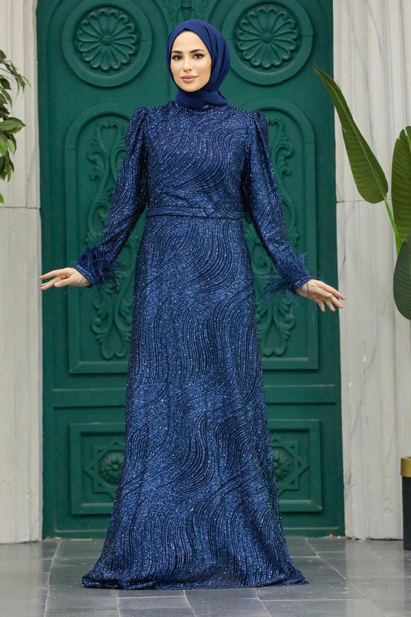 Navy blue hijab dress store