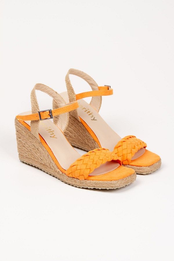 derithy-حذاء صندل صيفي بكعب عريض ملفوف حصريًا من Wicker Jut -dsr0303-orange 1