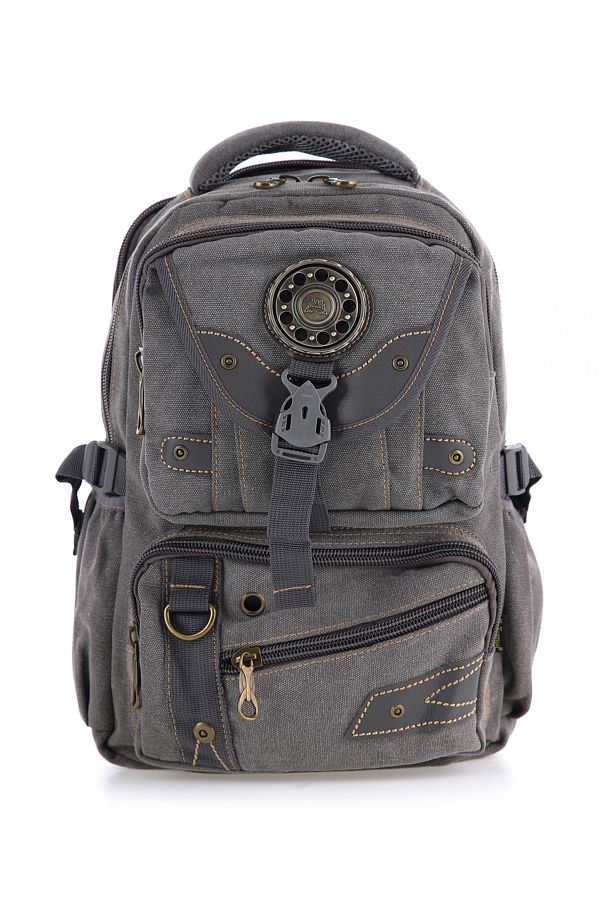 D NGABAGS CCS Gray Ccs51414 Canvas Fabric Unisex Water Resistant Multi Pocket Backpack Trendyol