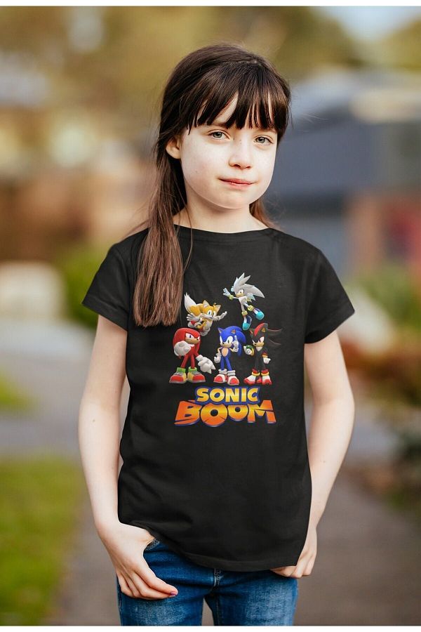 Morinna Sonic Boom Kids T Shirt Black T Shirt Trendyol