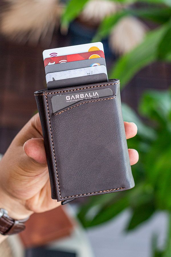 Garbalia-Donetsk Brown Wallet Card Holder with Automatic Mechanism and Plenty of Card Holders and Paper Money Compartment 1