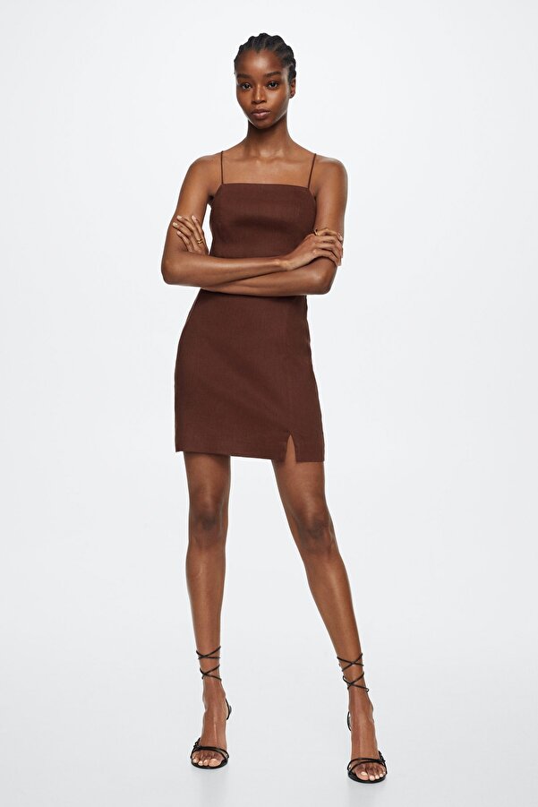 Mango braunes kleid clearance