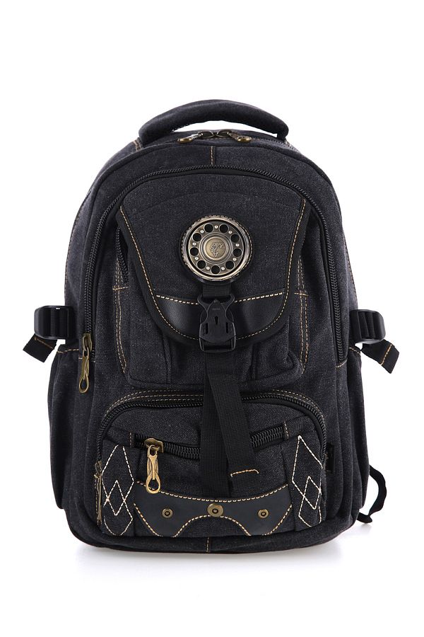 KAFF Unisex Black Canvas Backpack Water Resistant Multi Pocket Ccs51416 Trendyol
