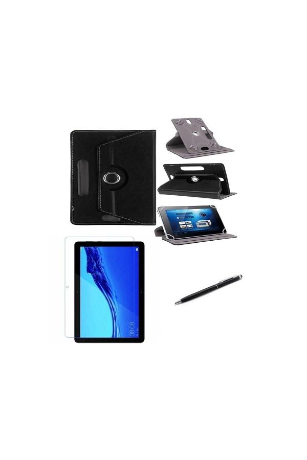 DUHALINE-Samsung Galaxy Tab SM-T510 10.1'' Compatible Universal Tablet Case with Rotating Stand + Touch Pen 1