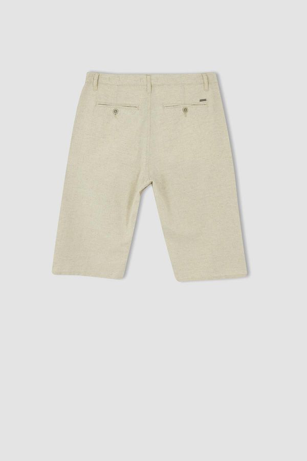 DeFacto-Regular Fit Bermuda Linen Blend Shorts 1
