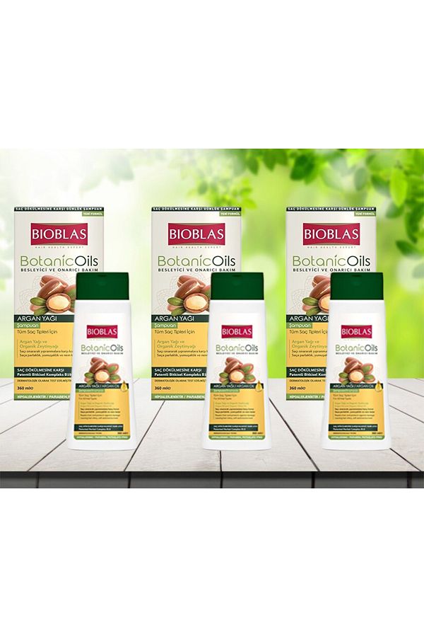 Bioblas-Argan Oil Extract Botanical Shampoo - 360 ml * 3 Pieces 1