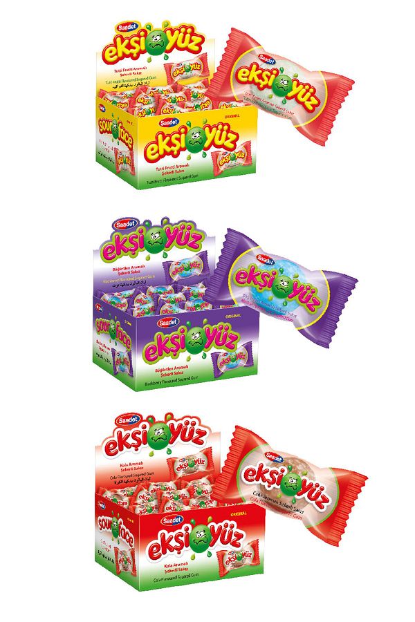 SAADET-Sour face flavored gum with sugar 1
