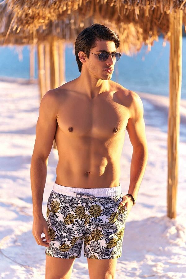 Deafox Digital Printed Men s Swim Shorts with Pockets