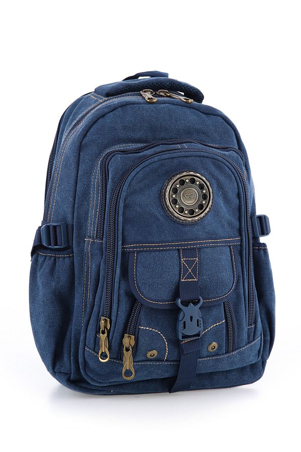 MUCCO Navy Blue Unisex Water Resistant Canvas Backpack Ccs51413 Trendyol