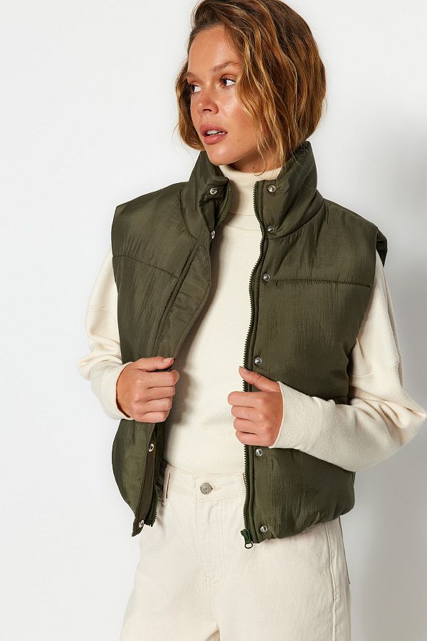 Dark green puffer vest top