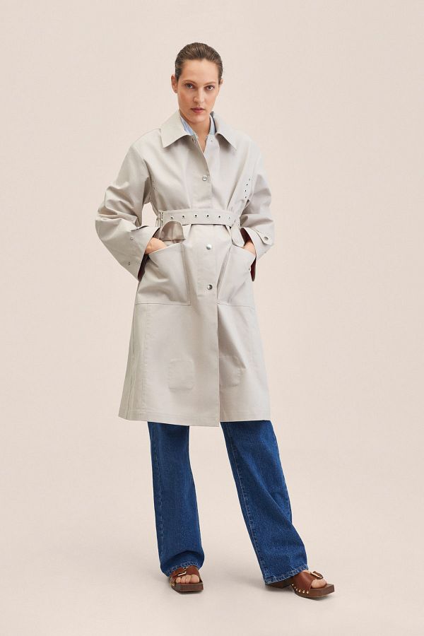 MANGO Beige Women s Trench Coat 27024758 Trendyol