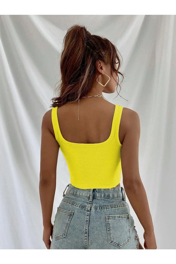 Yellow strappy top top
