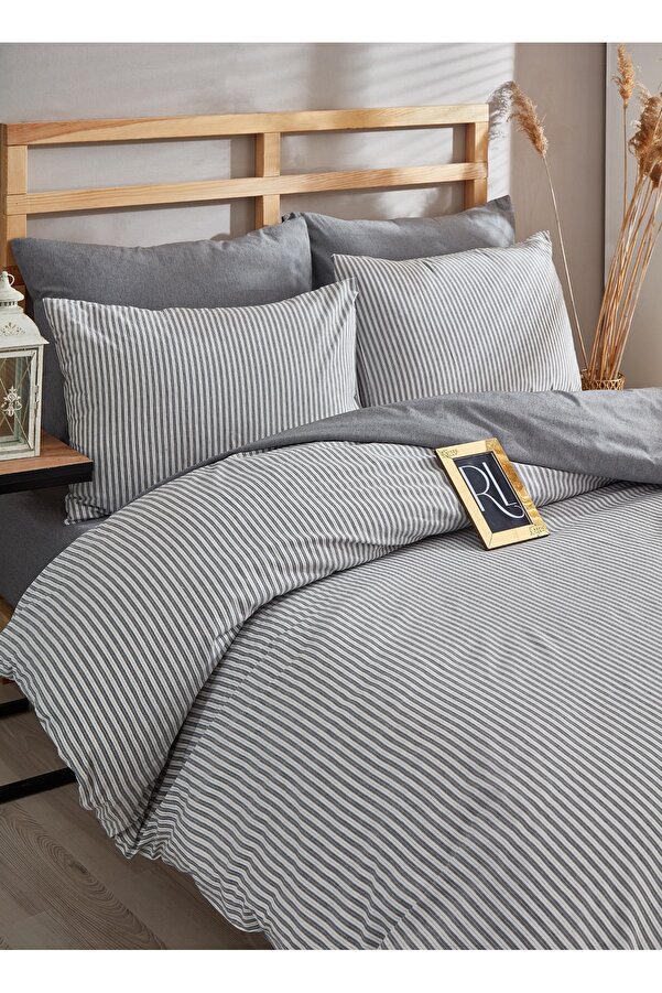 Ricco Lifes İpliği boyalı Organik Nevresim takımı Tek kişilik (Çarşafsız)