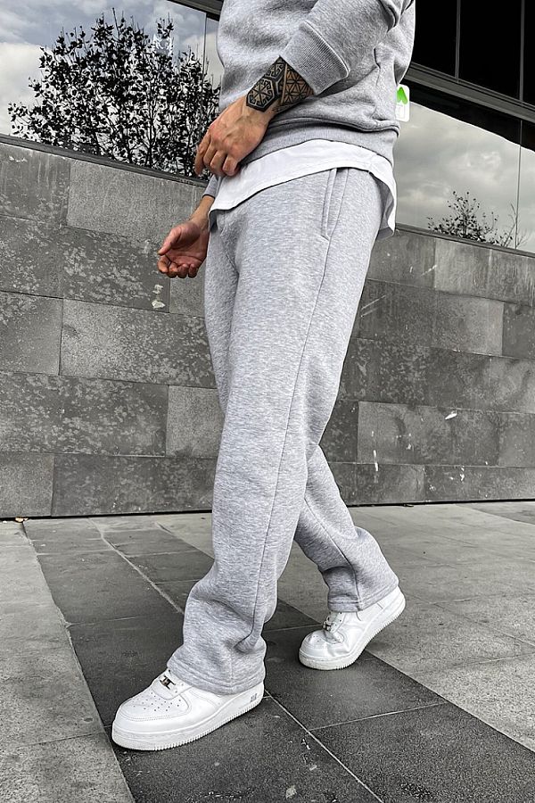 Grey sweatpants loose fit deals