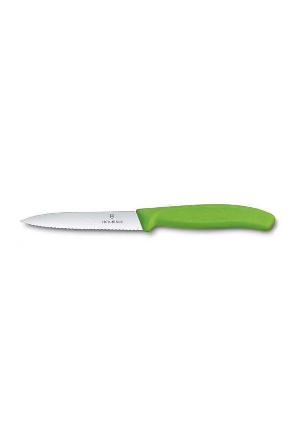 Victorinox-Swiss Classic Paring 4" Serrated Blade 5/8" Width at sharp Tip Lime Green Handle 1