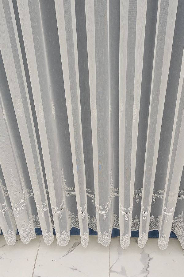 evihtiyaclarim by IOC-Tulle Curtain with Sprinkle Pattern New Season Linen Look Floor Does Not Require Ironing 1 x 2 Sparse Pleated Tulle Curtain 1