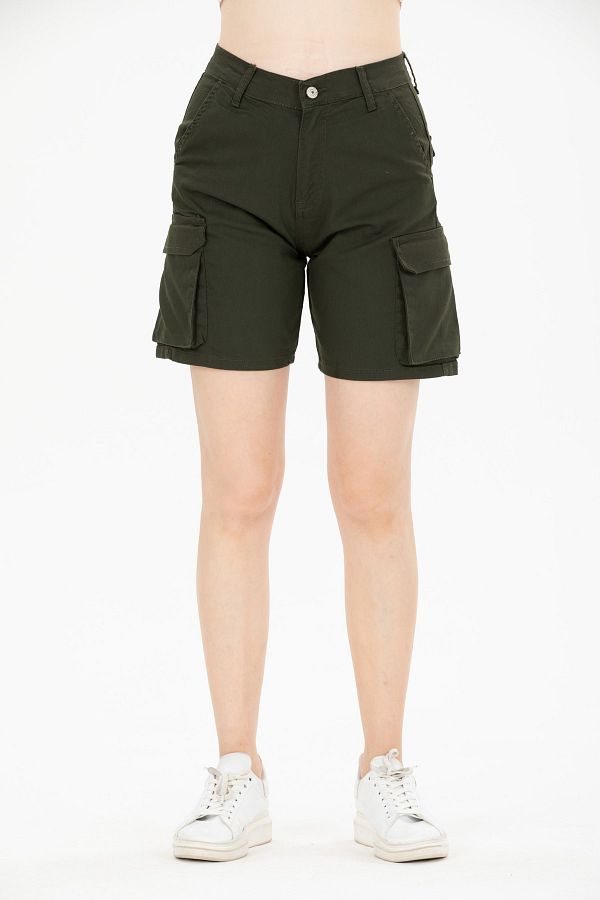 High waisted khaki bermuda shorts online