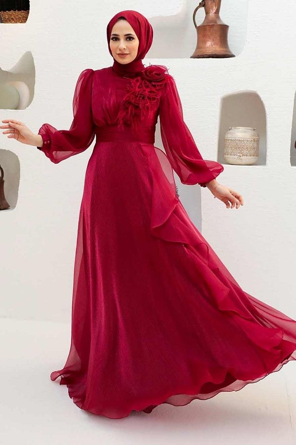 Burgundy hijab dress store