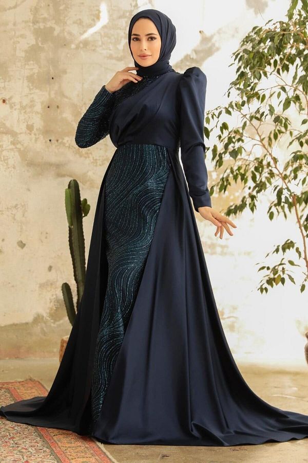 Navy dress hijab hot sale