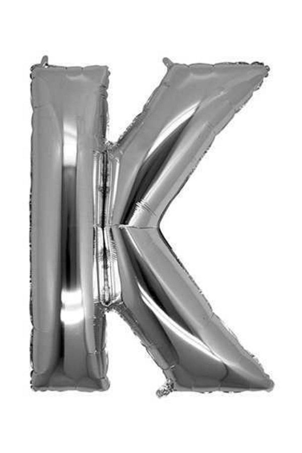kidspartim-Letter K Silver Foil Balloon 16 inches 40 cm 1