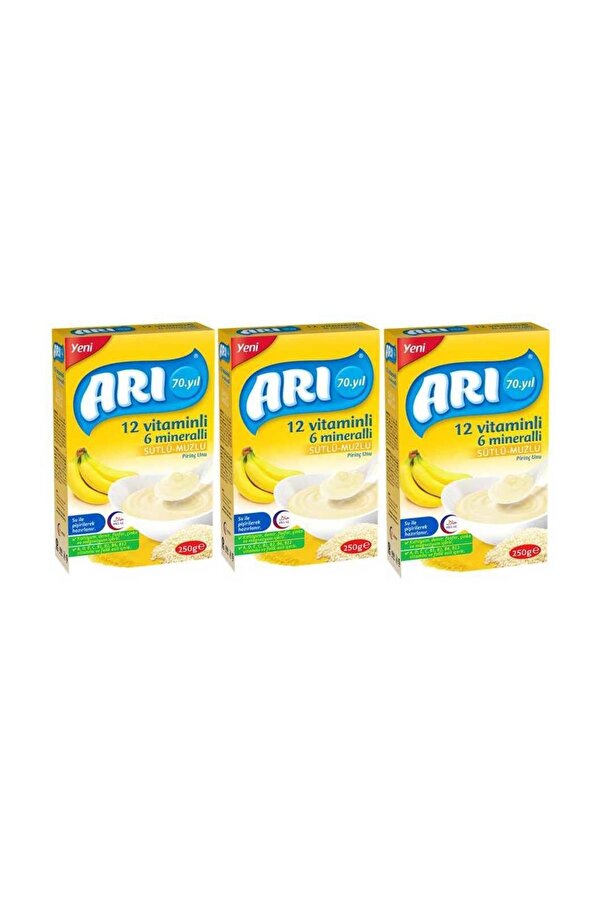 Arı Mama Sütlü Muzlu Pirinç Unu 250 Gr 3'lü Set