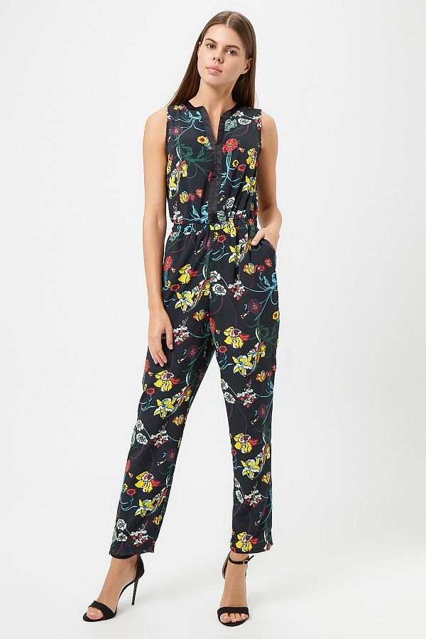 Koton-Women's Black Patterned Jumpsuit 9KAK48222CW 1