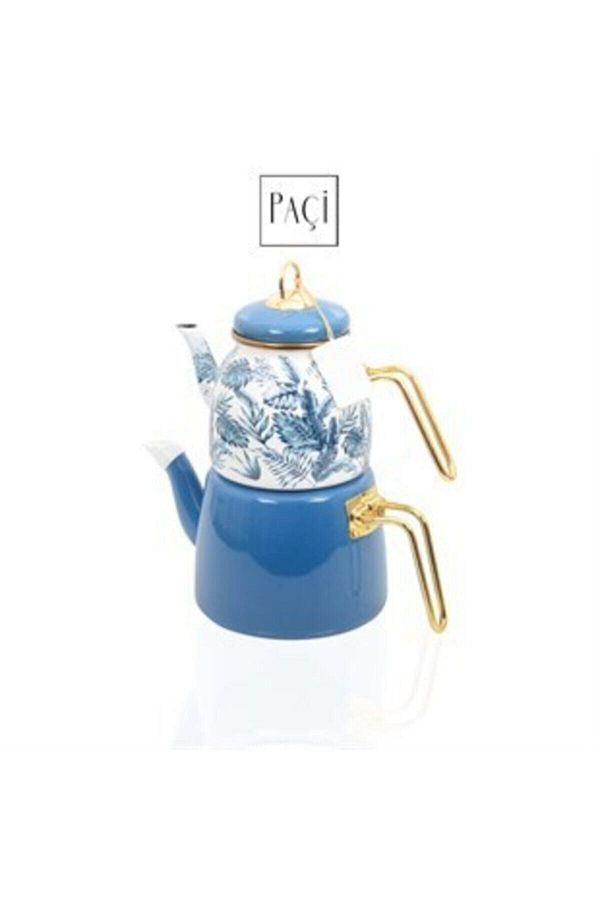 Paçi-J-150200801 Huqahome Enamel Teapot Set Blue Leaf Teapot Elite200801 1