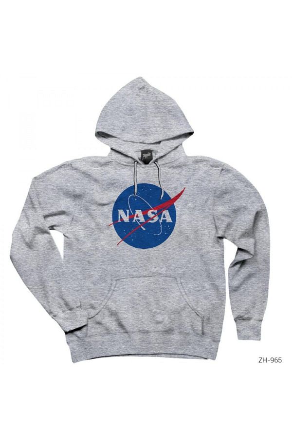 Z zepplin Nasa Logo Gray Hooded Sweatshirt Hoodie Trendyol
