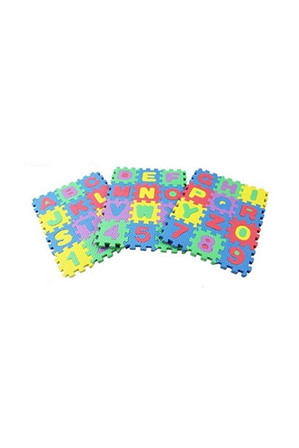 RoseRoi Çocuk Oyun Halısı Oyun Matı Yer Kaplama Puzzle Sünger Harfli Rakamlı 36 Parça Mini Boy