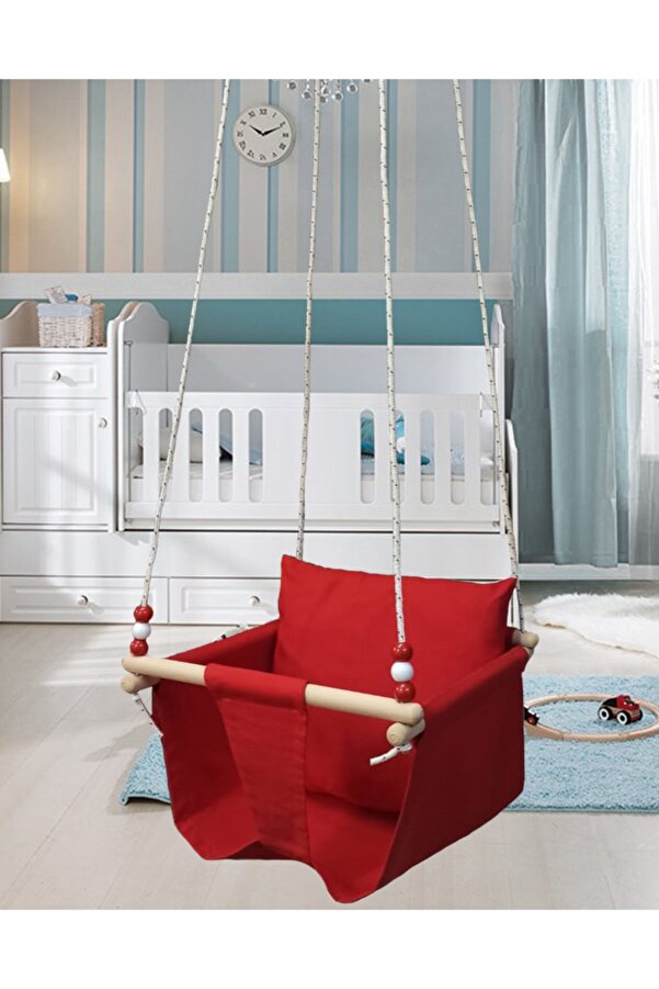Altev Ahşap Düz Renk  Bebek Çocuk Bahçe Salıncağı Hamak Tavan Salıncağı Ev Salıncağı