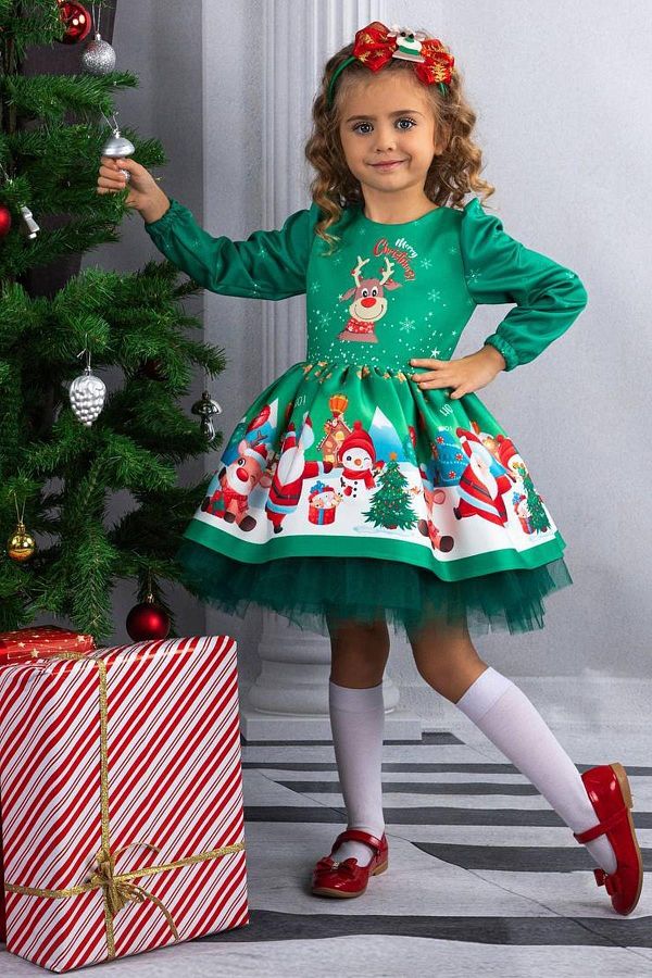 Green christmas dress girl top