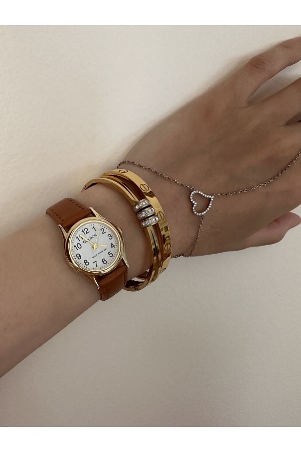 GOLDON Vintage Style Leather Strap Wrist watch Trendyol