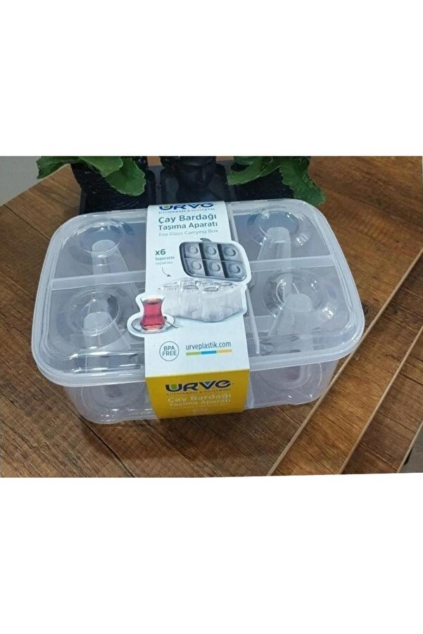 abnturk Piknik Çay Bardağı Taşıma Aparatı Kutusu 6 Bardak Kapasiteli Plastik