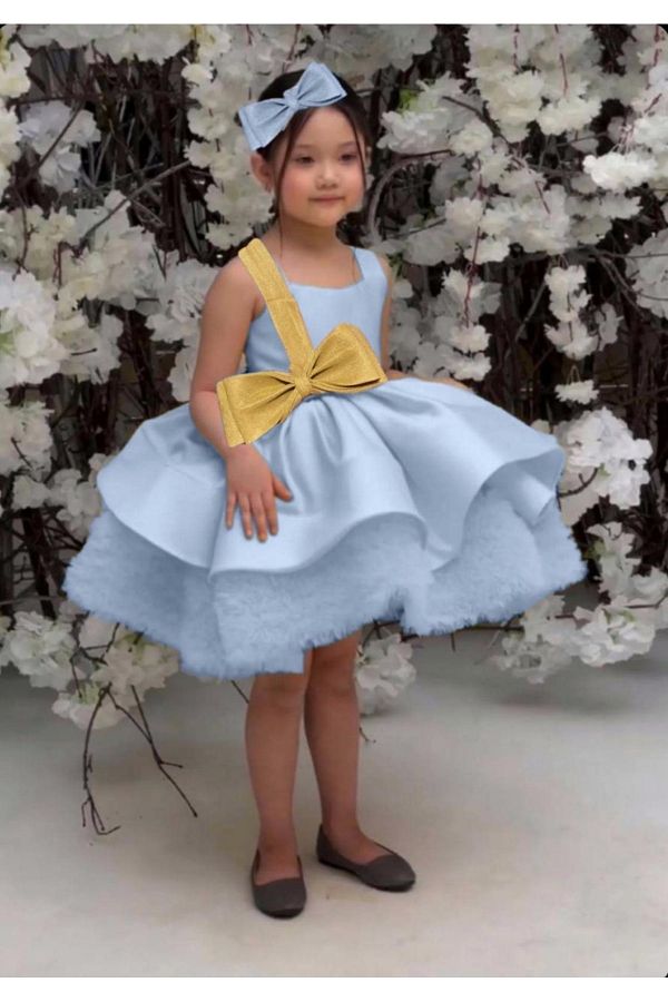 Kids-فستان سهرة وتاج بتصميم بناتي 1
